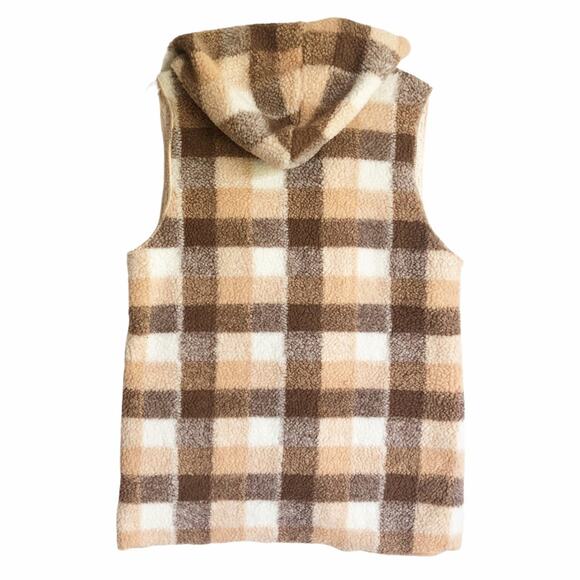 Loveriche Sherpa Wool Blend Open Front Hooded Vest - Picture 4 of 8